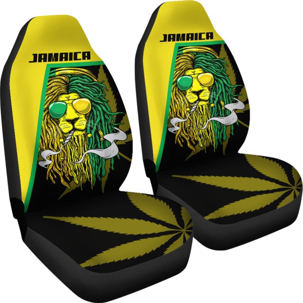 Car Seat Covers Green Reggae Rasta Red Lion Jamaica
