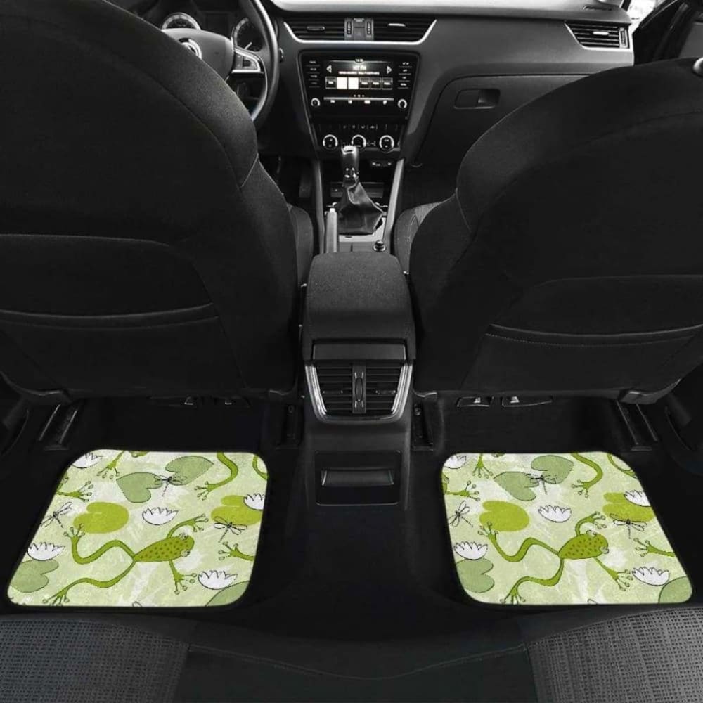 Cute Frog Dragonfly Pattern Front And Back Car Mats