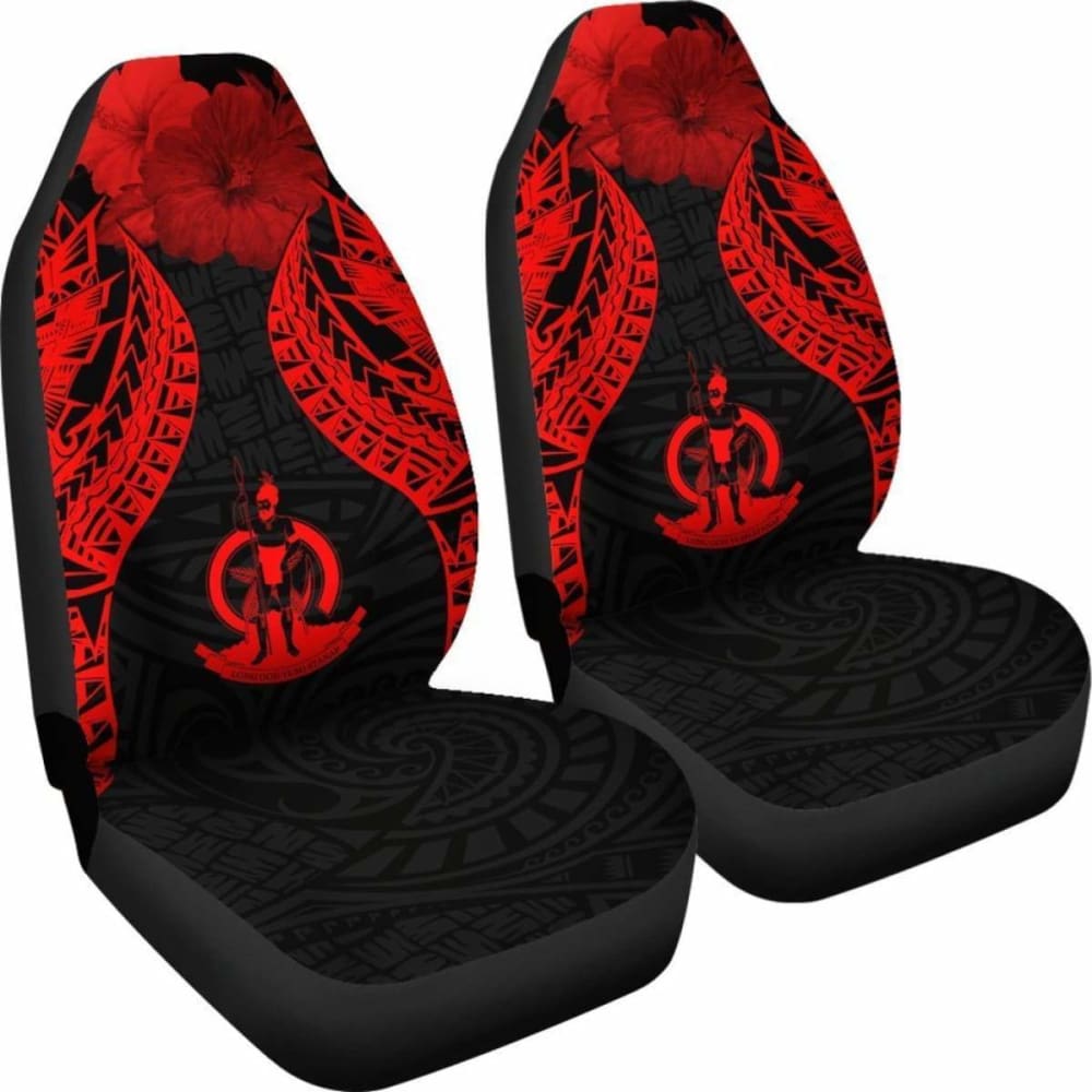 Vanuatu Polynesian Car Seat Covers Pride Seal And Hibiscus Red -