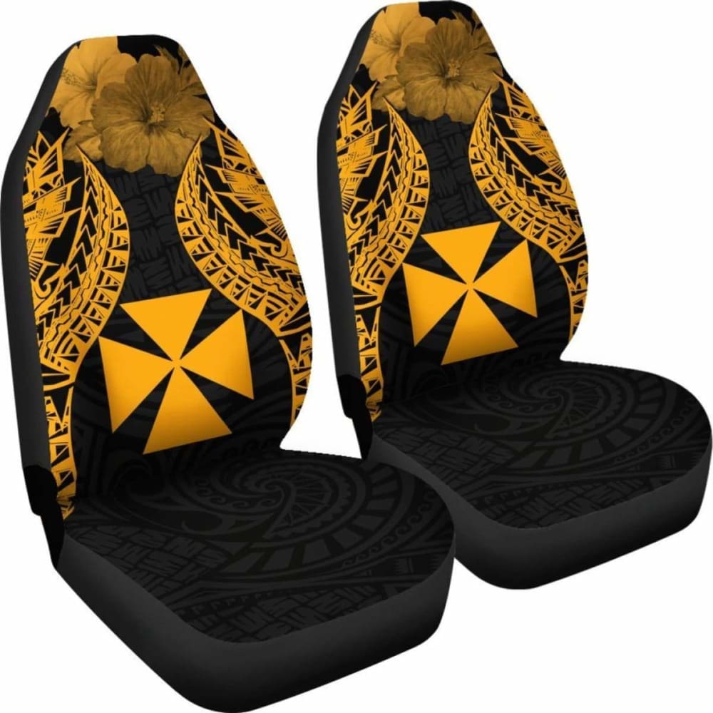 Wallis And Futuna Polynesian Car Seat Covers Pride Seal And Hibiscus Gold -