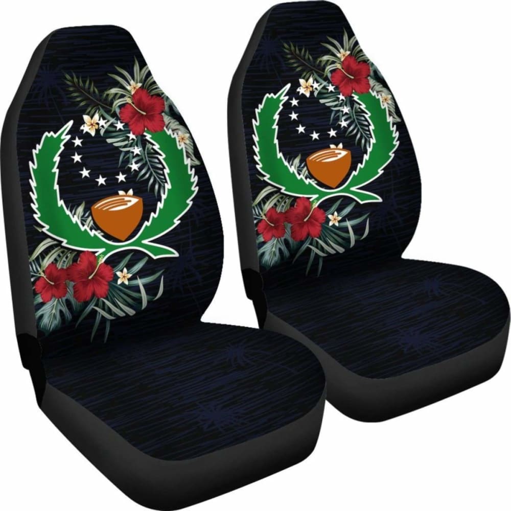 Pohnpei Car Seat Covers - Pohnpei Flag Hibiscus -