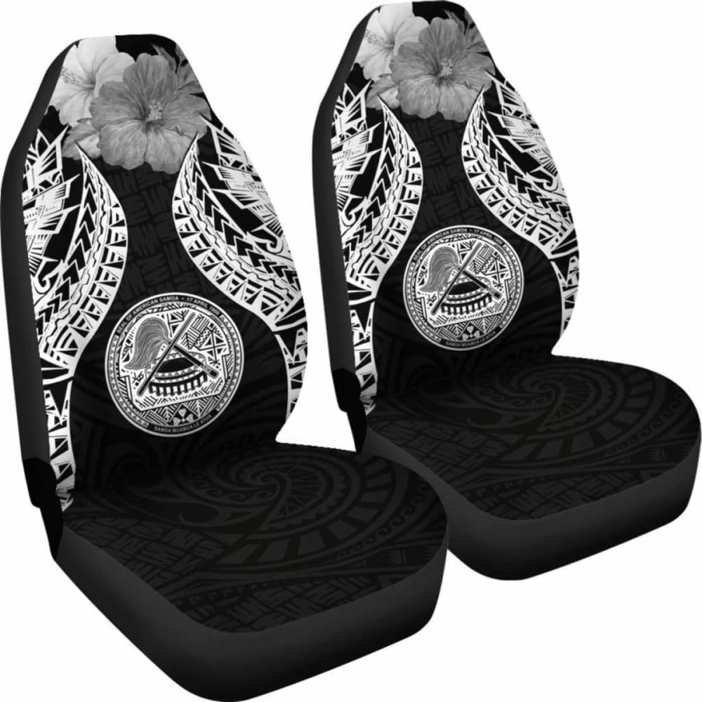American Samoa Polynesian Car Seat Covers Pride Seal And Hibiscus Black -