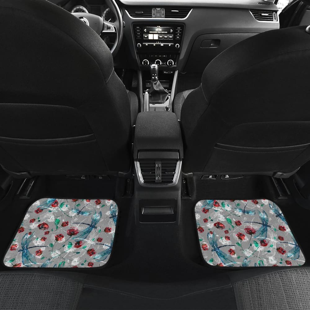 Vintage Flower and Dragonfly Car Floor Mats