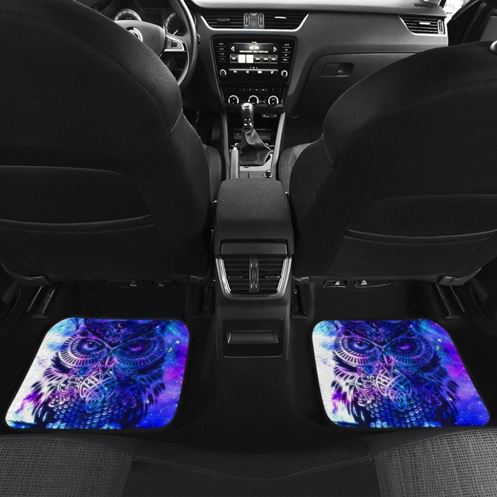 Owl Blue Background Art Design Car Floor Mats Animals Fantasy