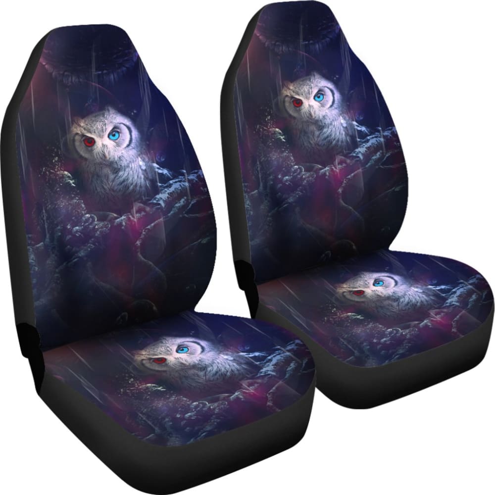 Owl Blue Red Eyes Art Design Car Seat Covers Animals Fantasy