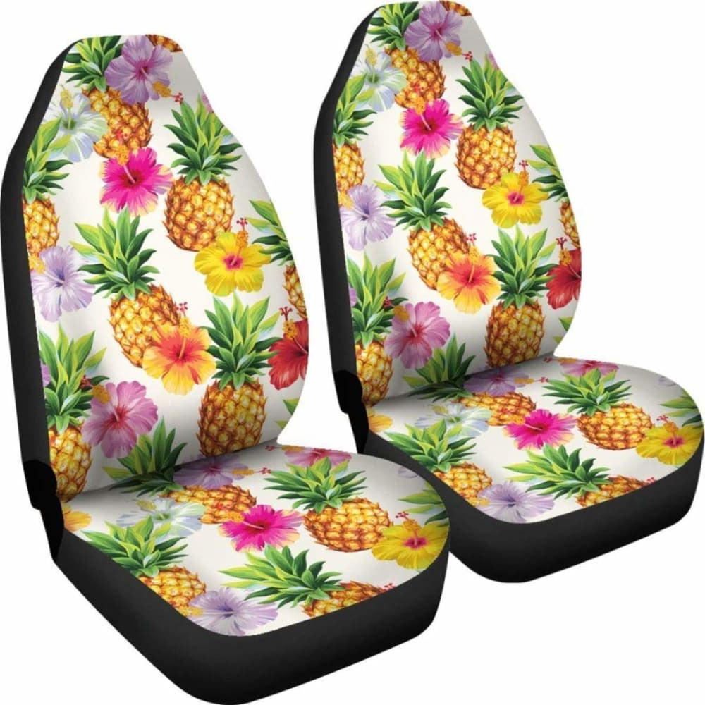 Cool Pineapple And Hibiscus Car Seat Covers -