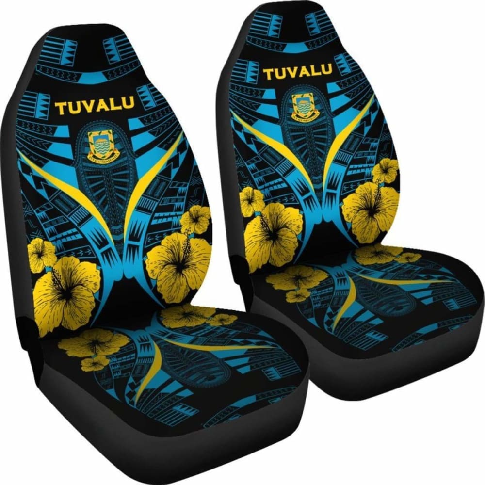 Tuvalu Car Seat Covers - Tuvalu Coat Of Arms Hibiscus Polynesian Tattoo -