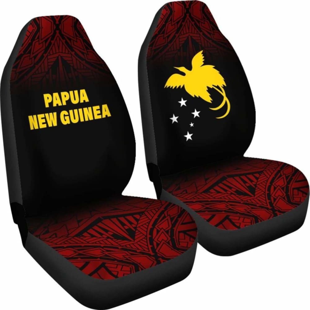 Papua New Guinea Polynesian Car Seat Covers - Red Fog -