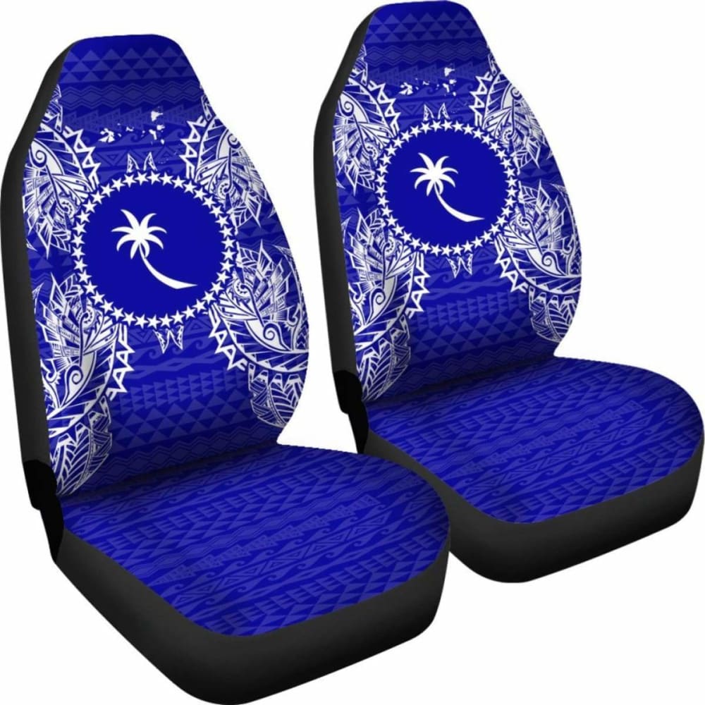Chuuk Car Seat Cover - Chuuk Flag Map Blue -