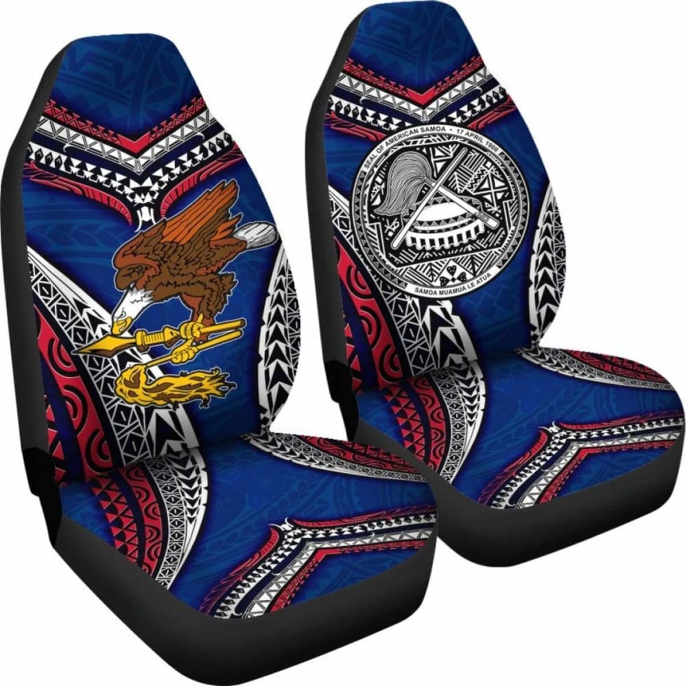 American Samoa Car Seat Covers - Warrior Style Polynesian Pattern -