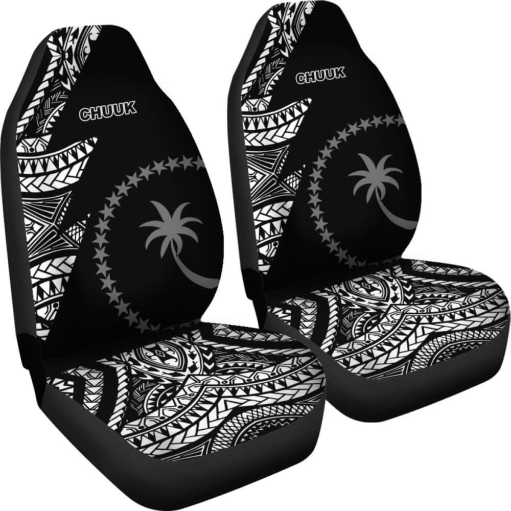 Chuuk Car Seat Covers - Micronesian Pattern Flash Black -