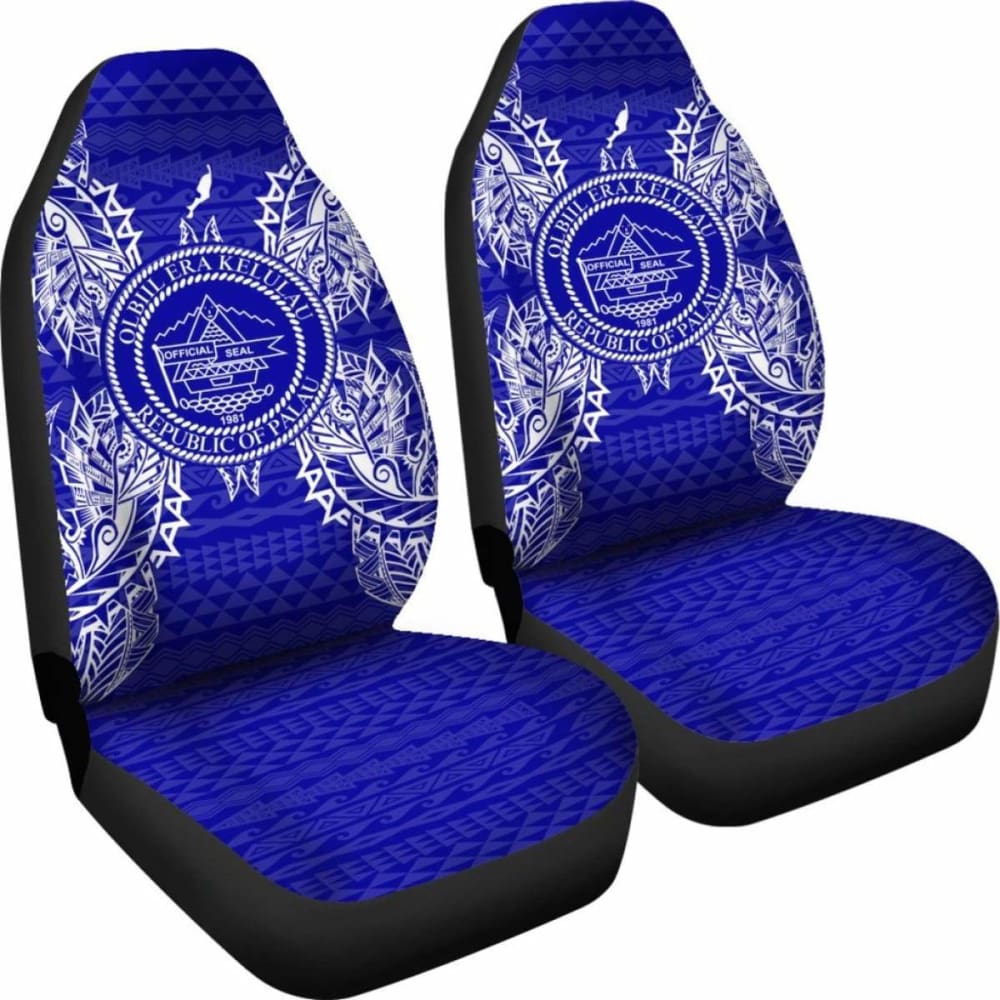Palau Car Seat Cover - Palau Seal Map Blue -