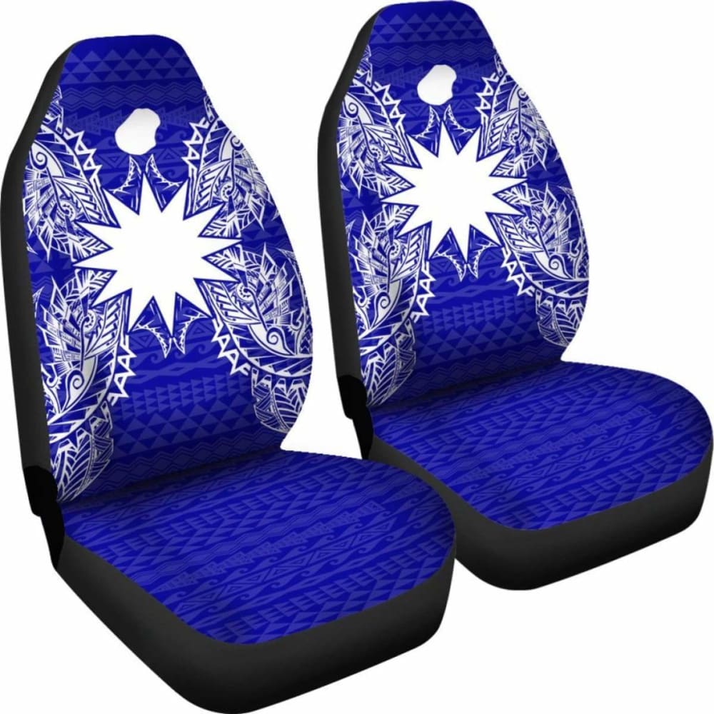 Nauru Car Seat Cover - Nauru Flag Map Blue -