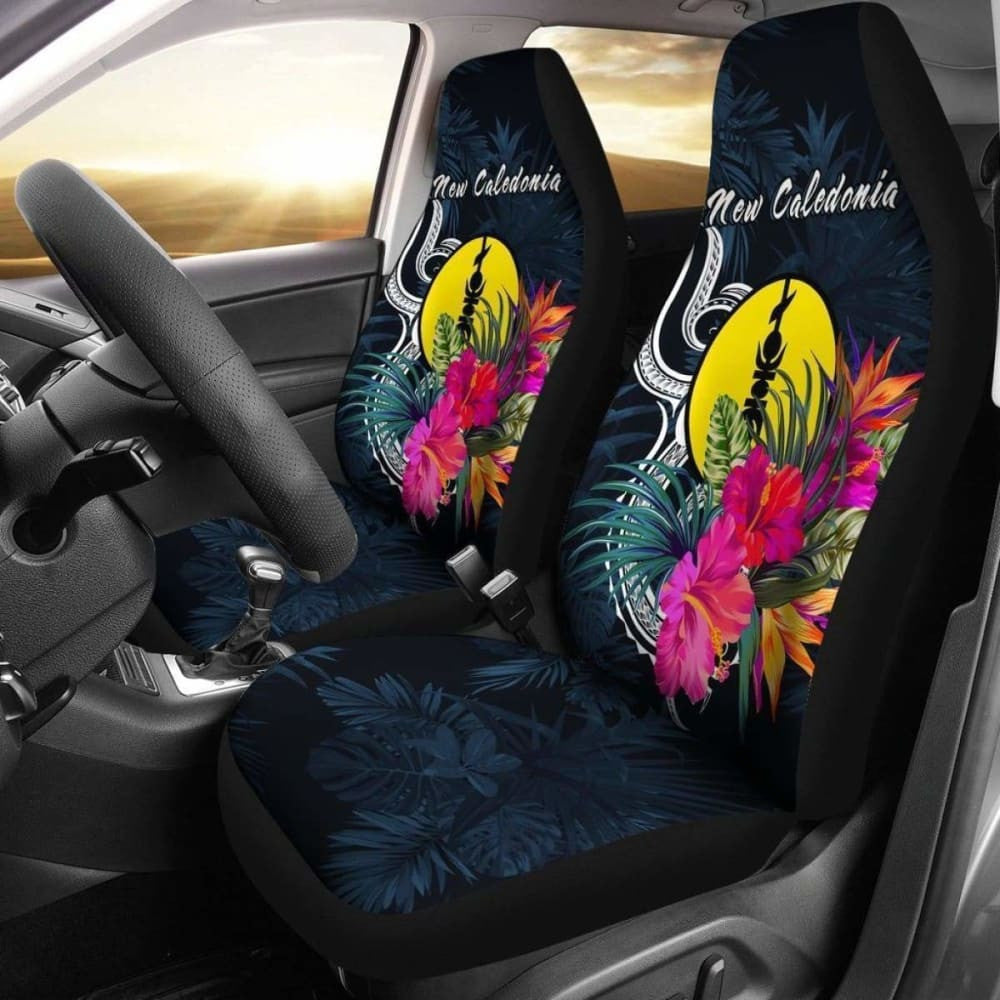 New Caledonia Car Seat Covers Polynesian Tropical Flower