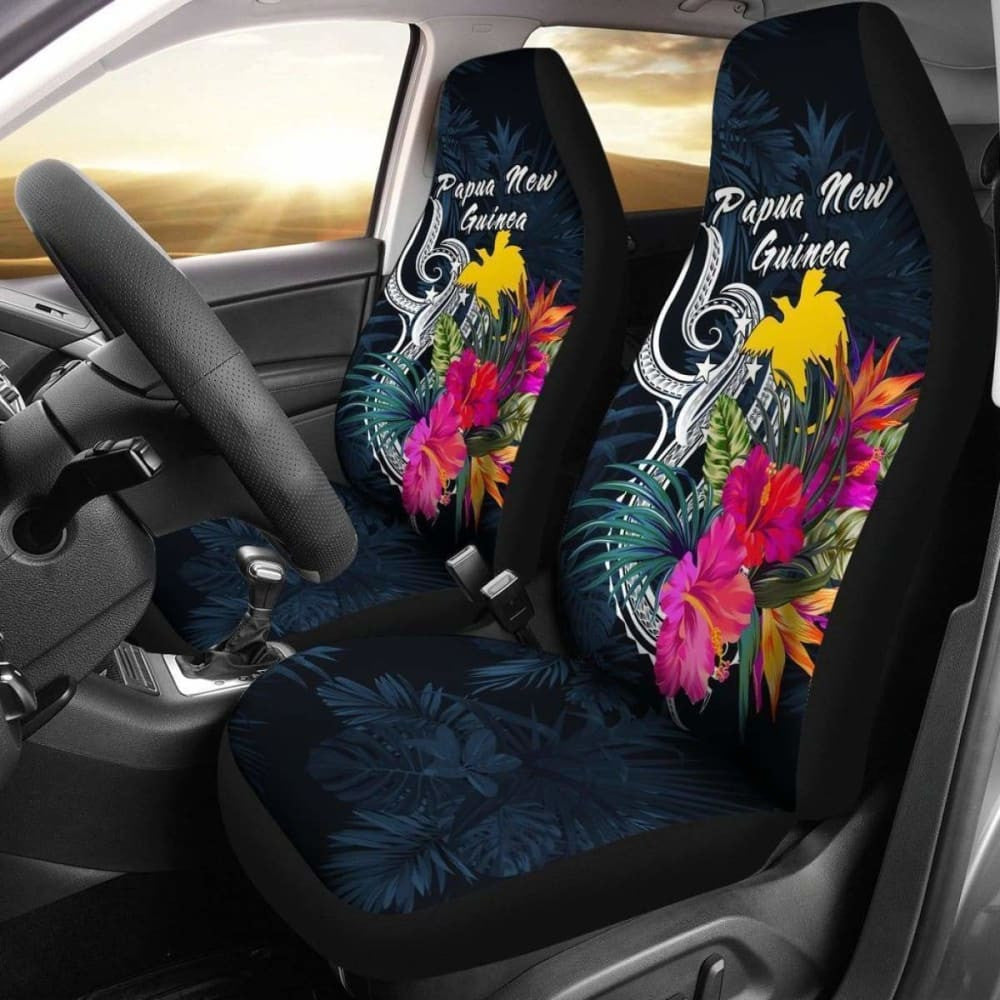 Papua New Guinea Car Seat Covers Polynesian Tropical Flower