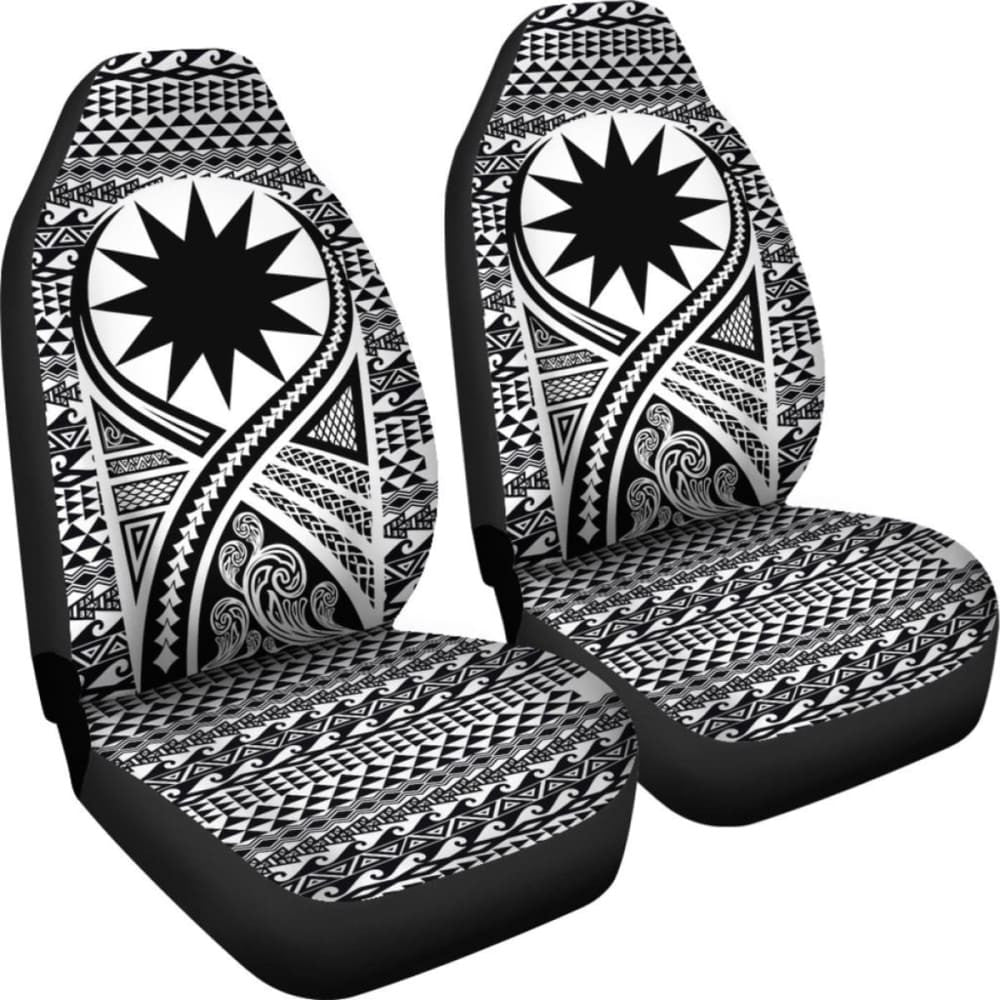 Nauru Car Seat Cover - Nauru Flag Polynesian Tattoo Black -