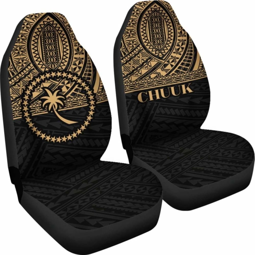 Chuuk State Car Seat Covers - Chuuk Flag Gold Version -