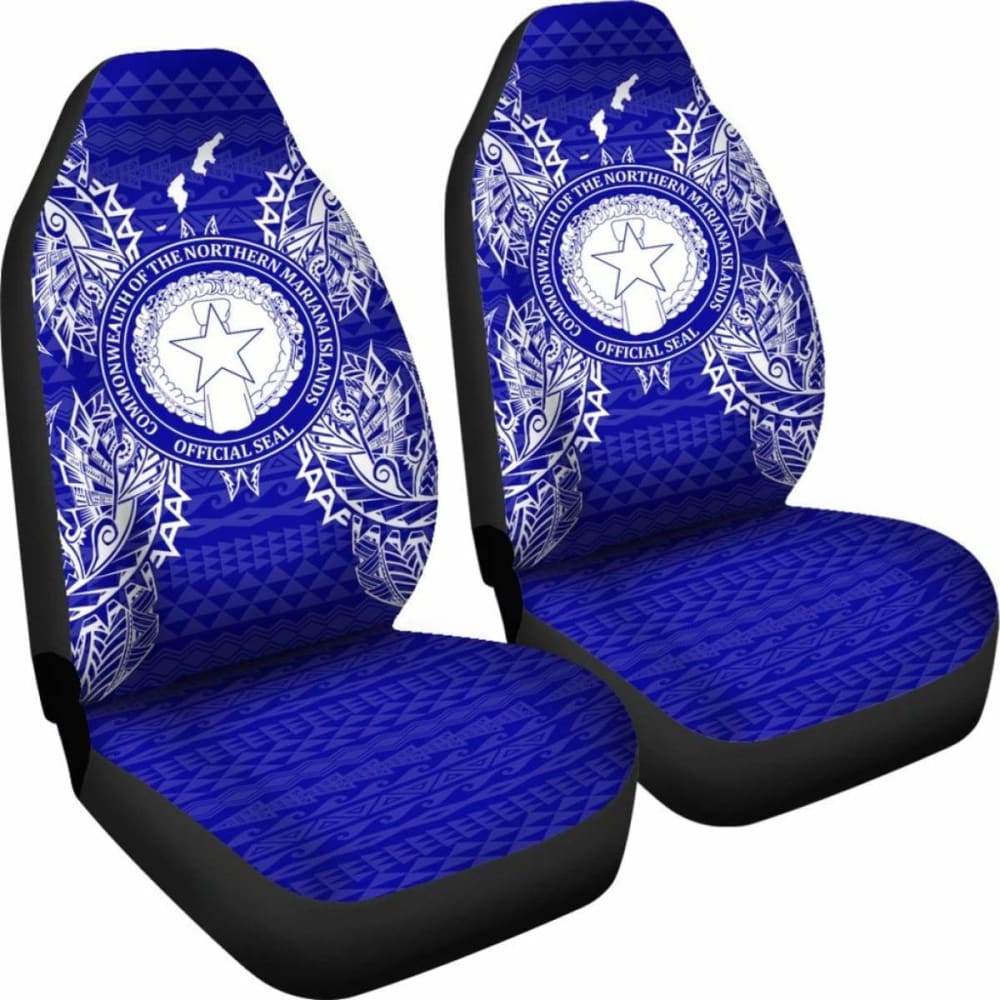 Northern Mariana Islands Car Seat Cover - C N M I Seal Map Blue -