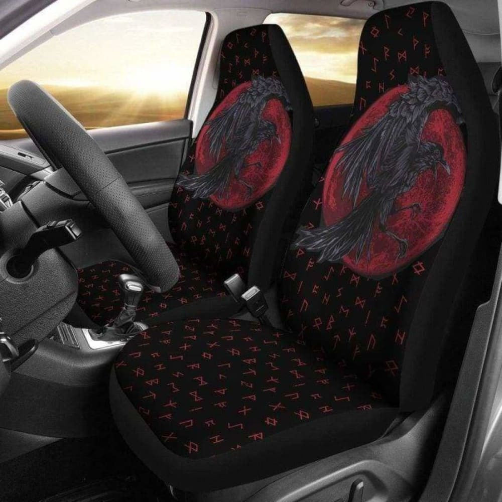 Viking Odin'S Raven Rune Car Seat Covers