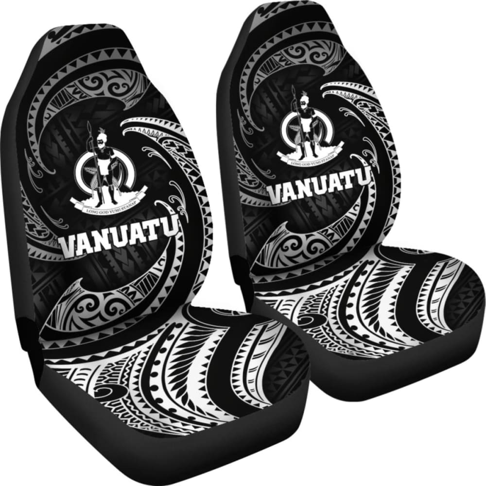 Vanuatu Polynesian Car Seat Covers - White Tribal Wave -