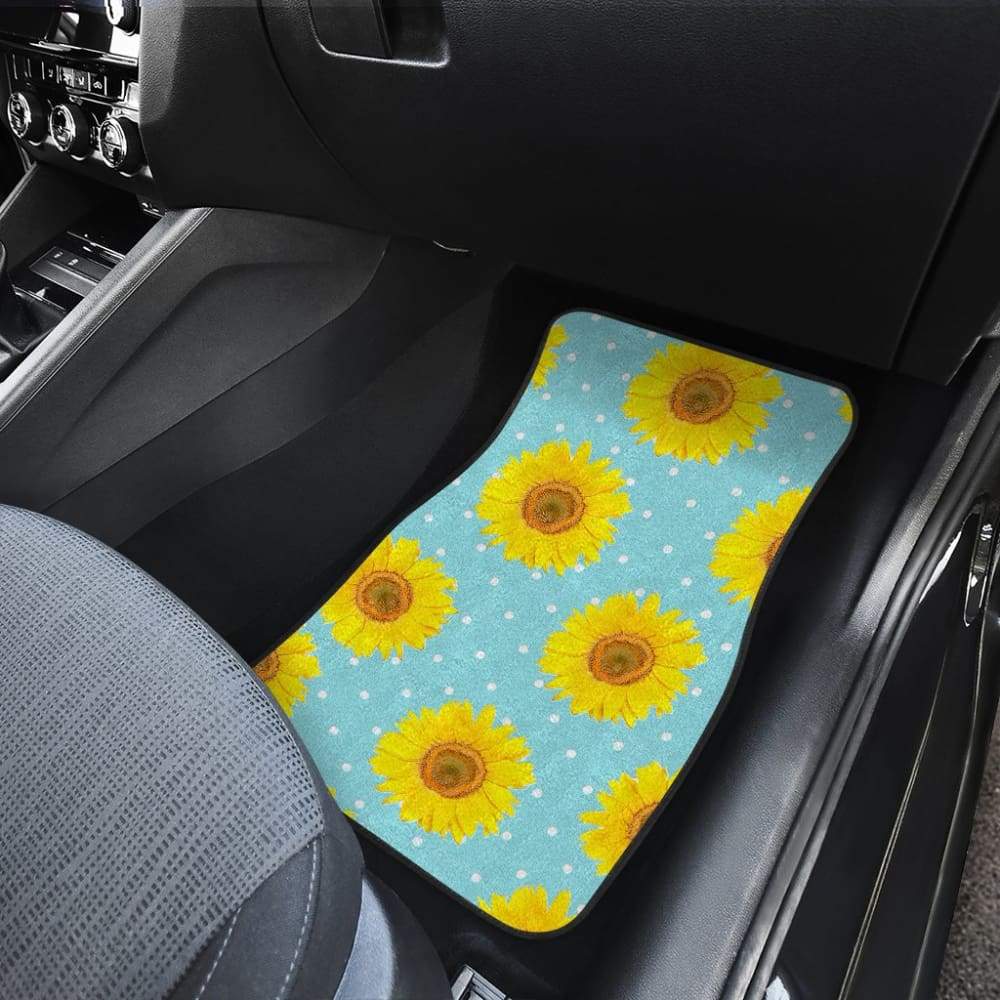 Girly Burlap Design With Sunflower Pattern Car Floor Mats