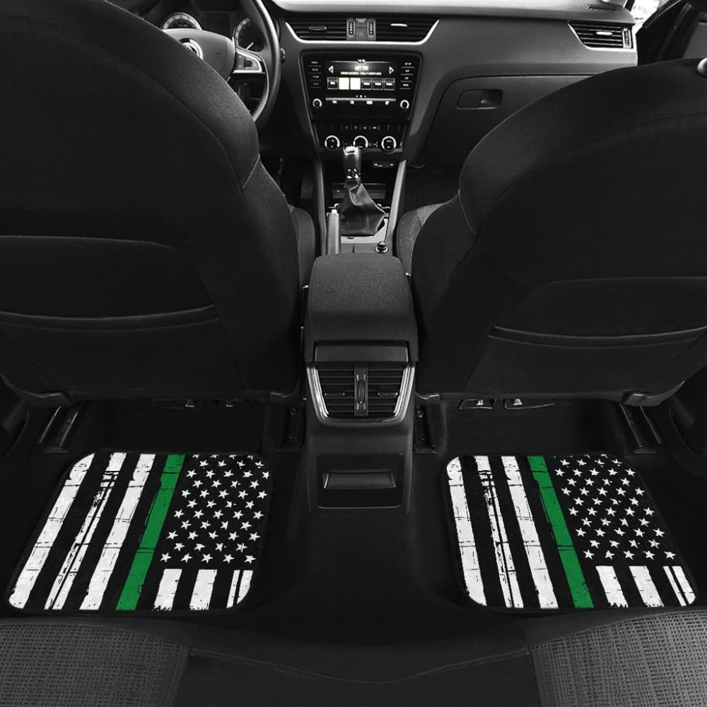Amazing Thin Green Gray Line American Flag Car Floor Mats