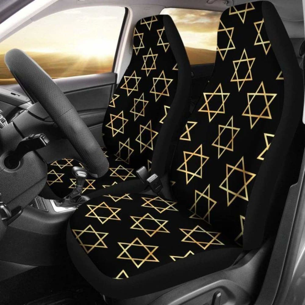 Star Of David Golden Car Seat Covers