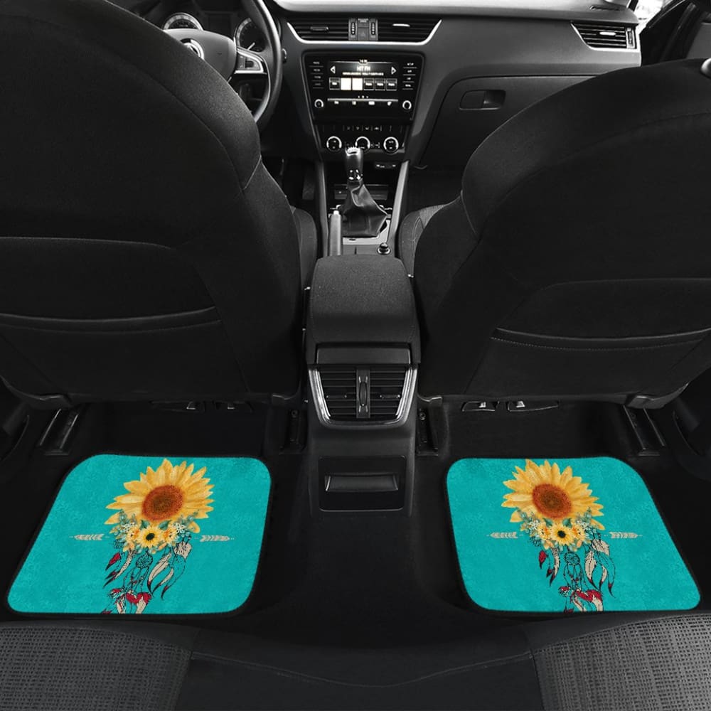 Beautiful Sunflowers Dream Catcher Turquoise Printed Car Floor Mats