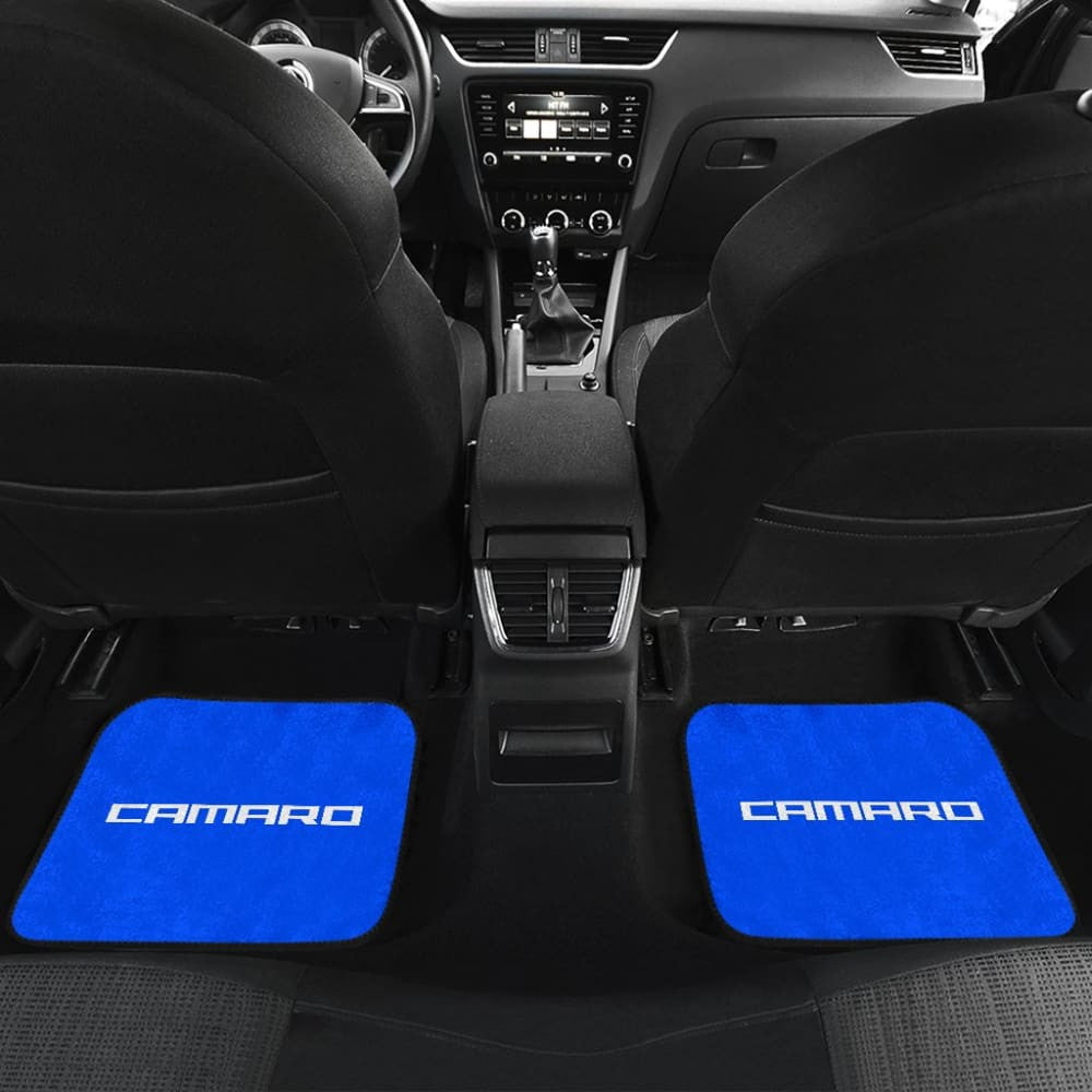 Blue Camaro White Letter Car Floor Mats