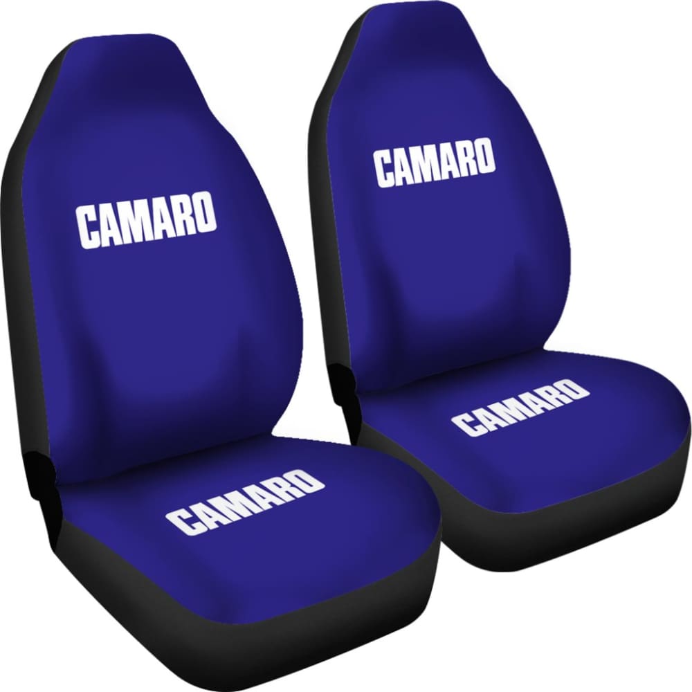 Blue Camaro White Letter Car Seat Covers