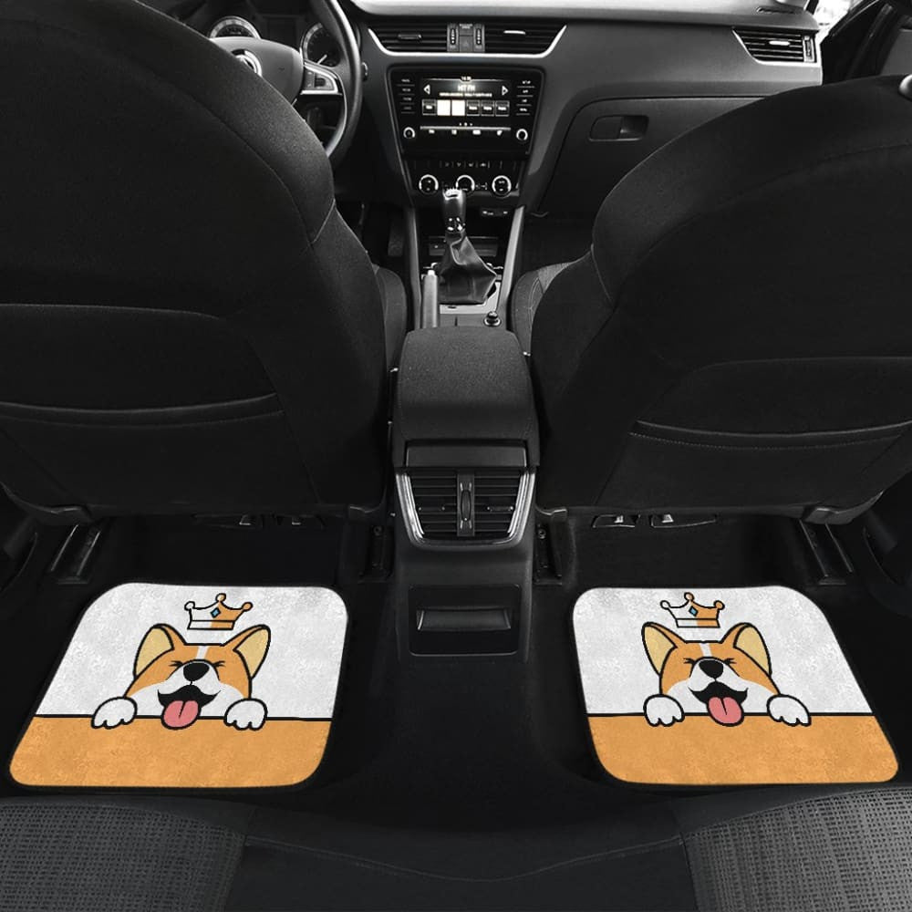 Cute Dog Corgi Royal Crown Premium Car Floor Mats