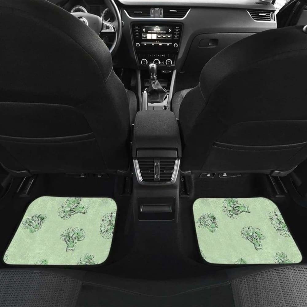 Broccoli Sketch Pattern Front And Back Car Mats