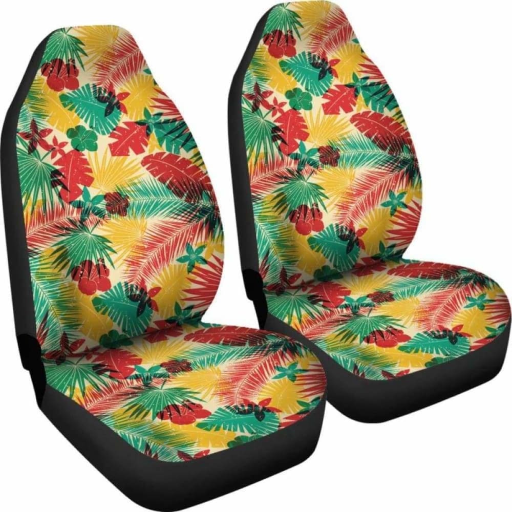 Tan Red Yellow And Green Tropical Island Car Seat Covers