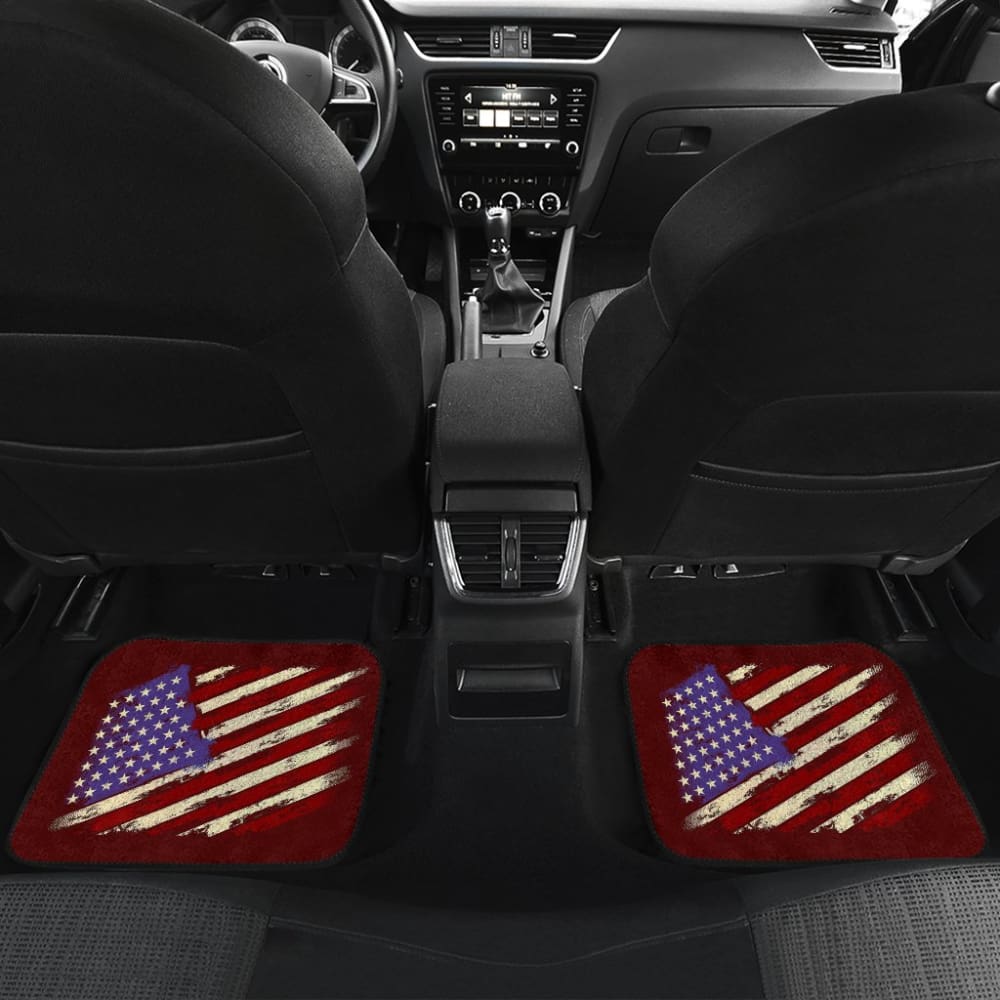 Dark Red American Flag Car Floor Mats