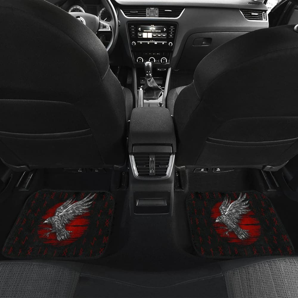 Viking Raven Red Rune Car Floor Mats