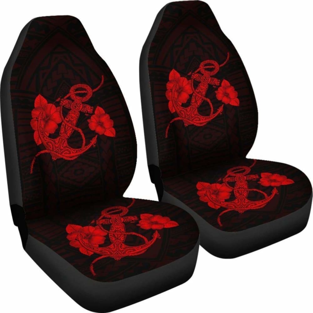 Anchor Red Poly Tribal Car Seat Covers -