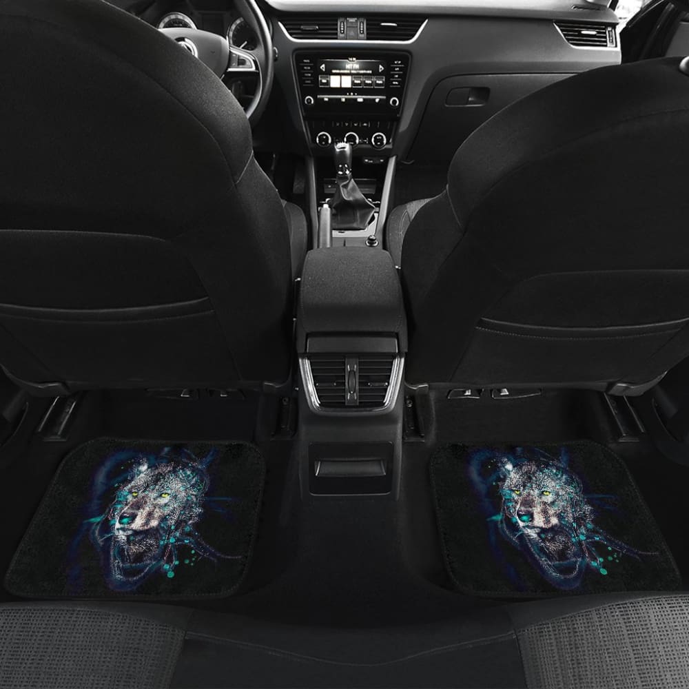 Digital Blue Indian Wolf Spirit Car Floor Mats