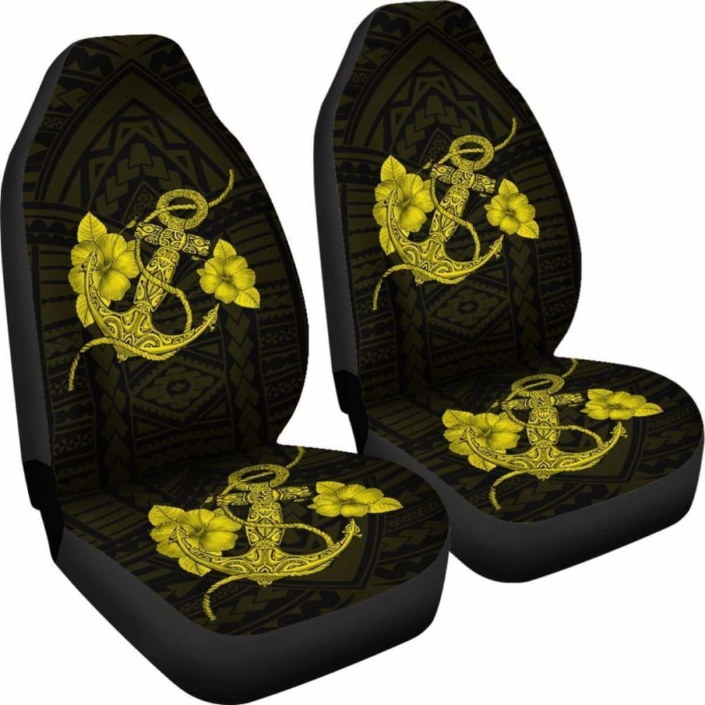 Anchor Yellow Poly Tribal Car Seat Covers -