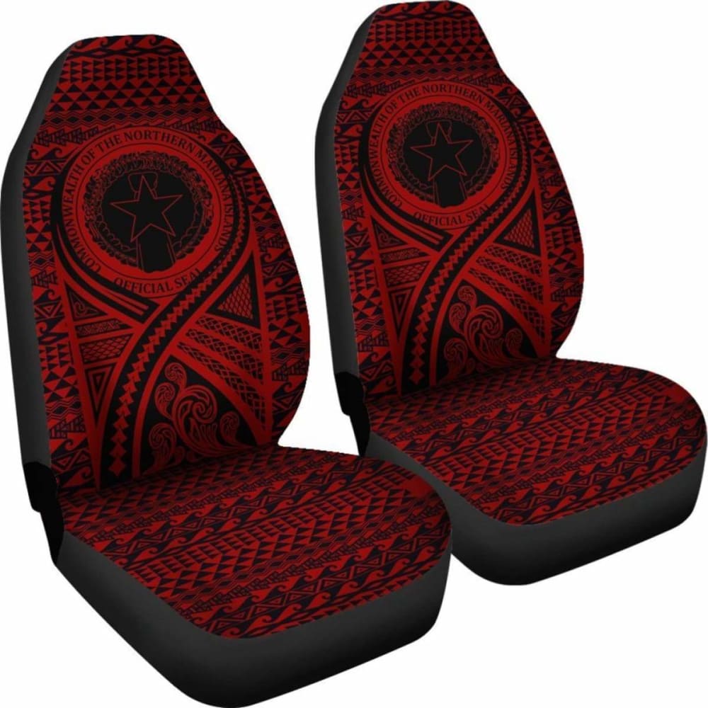 Northern Mariana Islands Car Seat Cover - Northern Mariana Islands Seal Polynesian Tattoo Red -