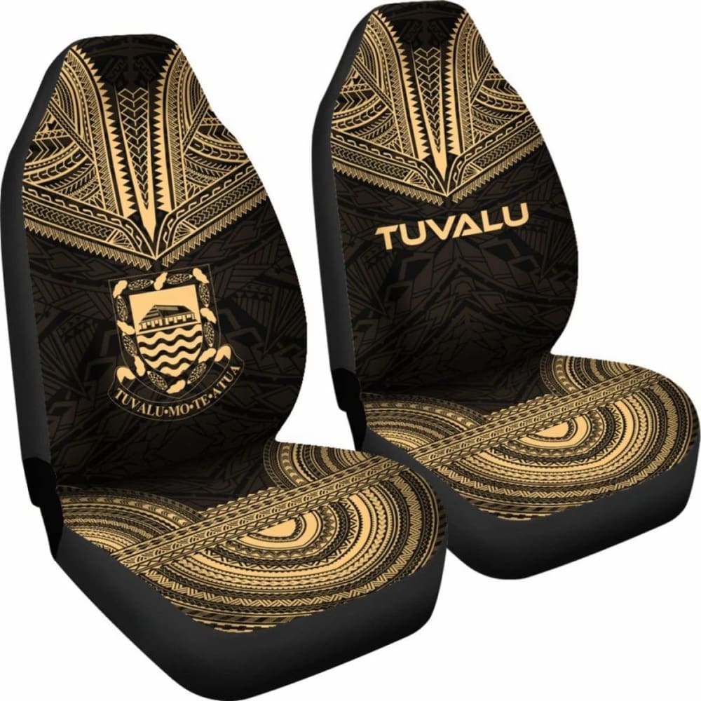 Tulu Car Seat Cover - Tulu Coat Of Arms Polynesian Chief Tattoo Gold Version -