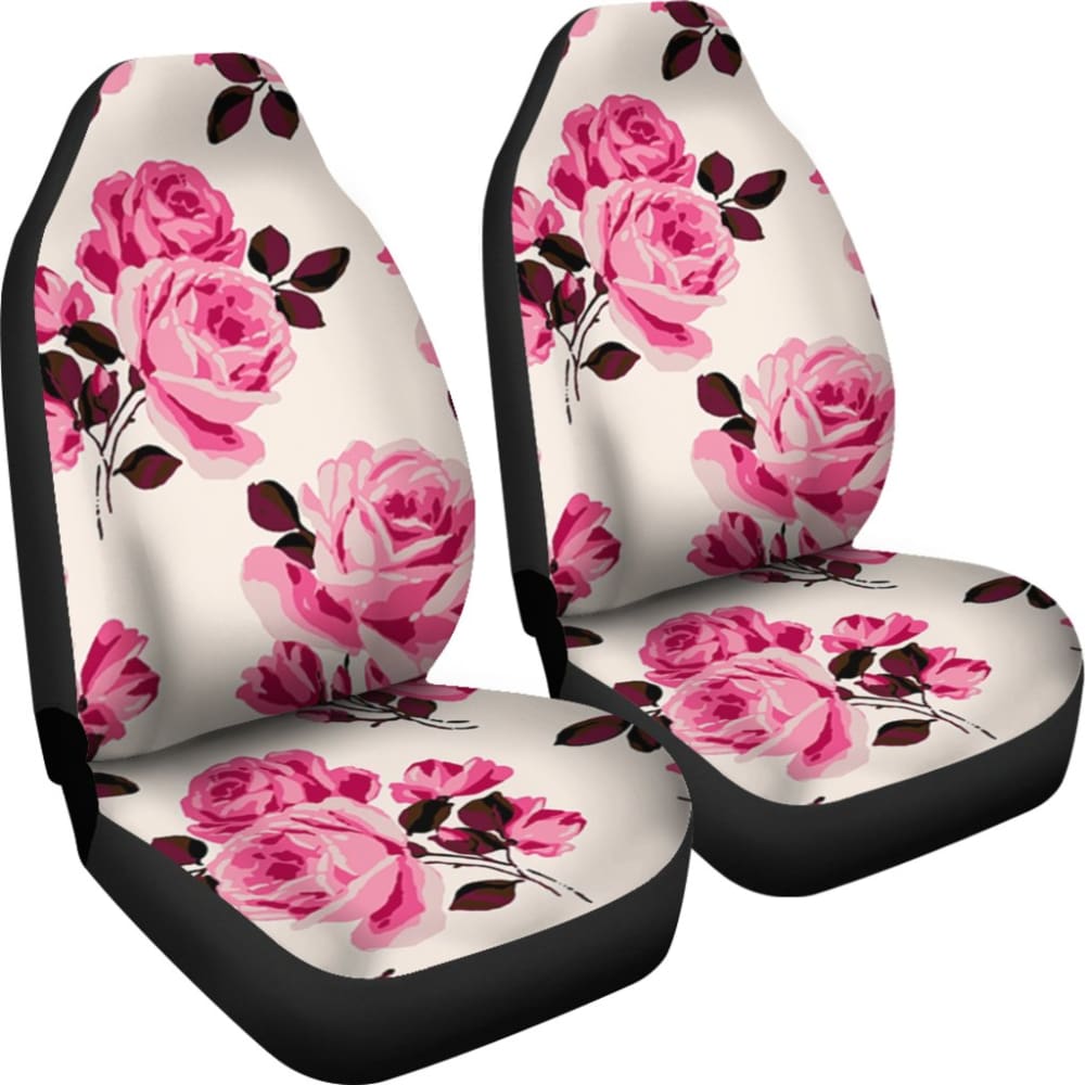 Pink Floral Rose Print Car Seat Covers