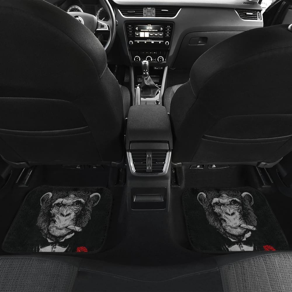 Gentle Monkey Smoking With Rose Car Floor Mats
