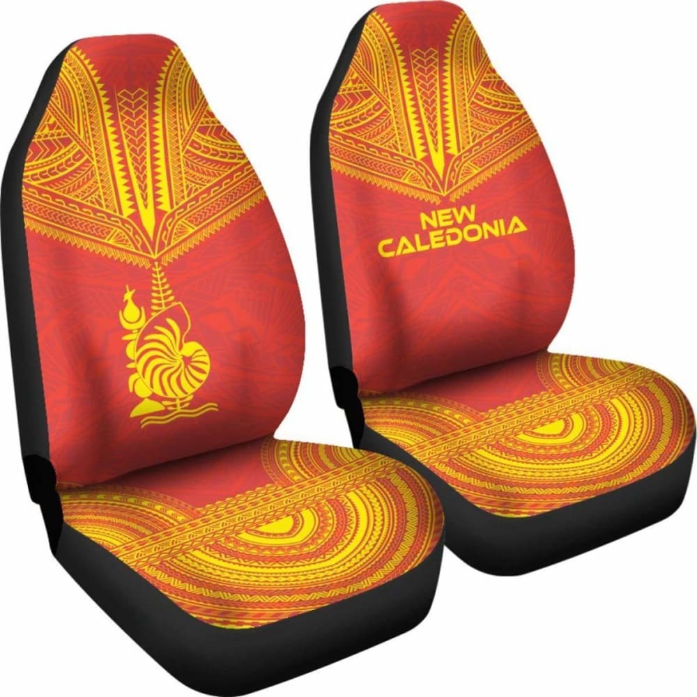 New Caledonia Car Seat Cover - New Caledonia Coat Of Arms Polynesian Chief Tattoo Red Version -