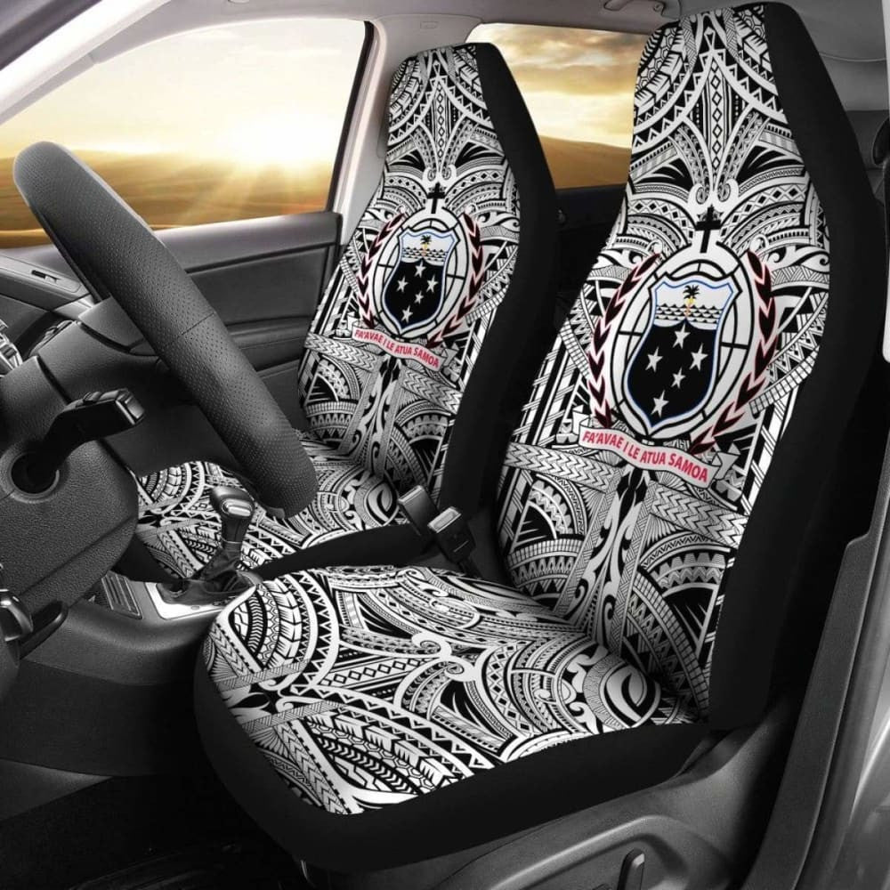 Samoa Car Seat Covers Polynesian Samoa Coat Of Arms White And Black