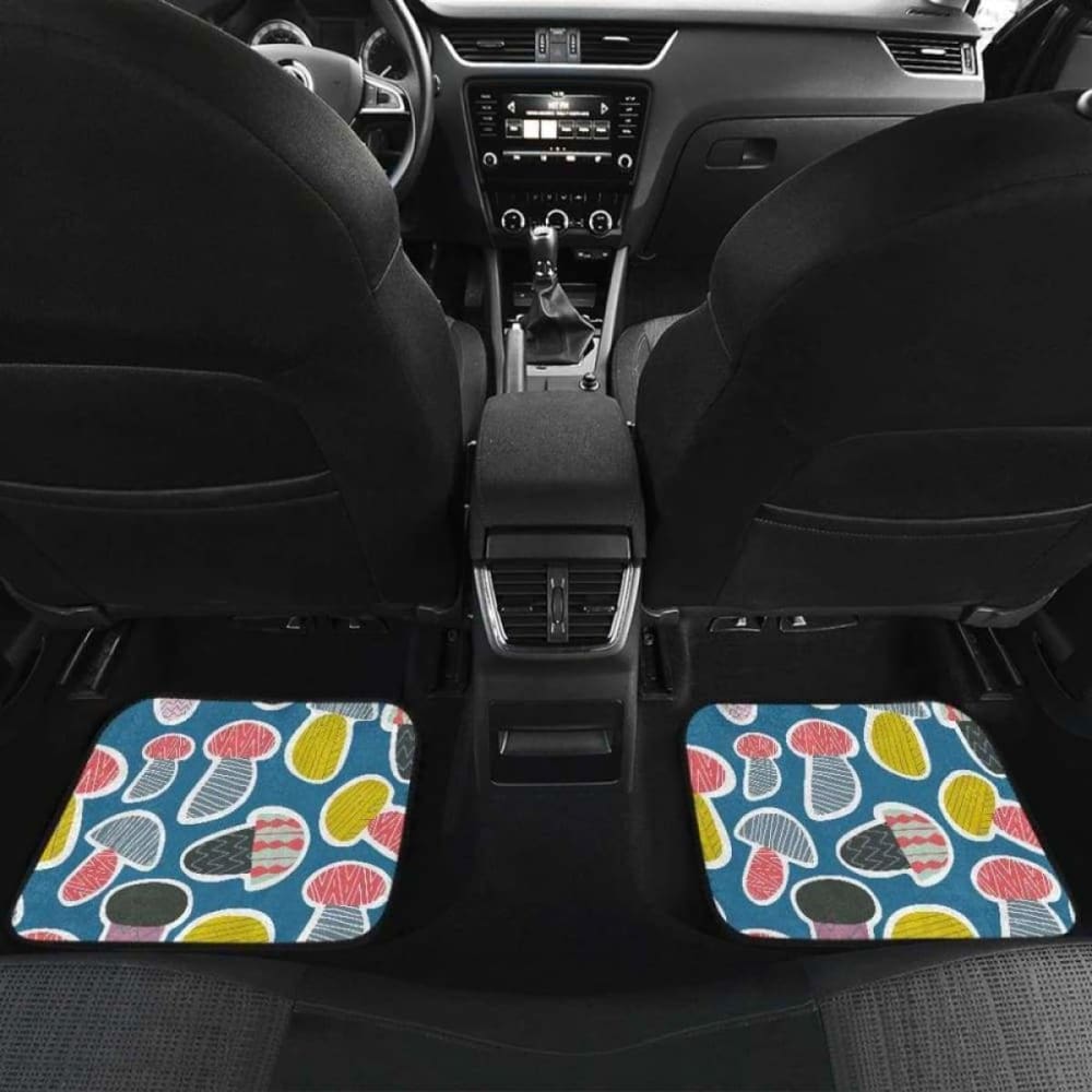 Colorful Mushroom Design Pattern Front And Back Car Mats
