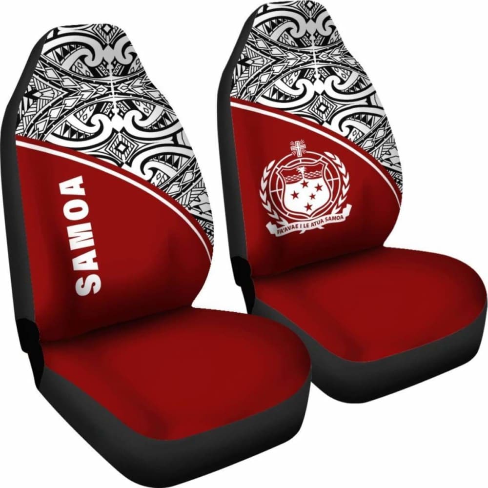 Samoa Polynesian Car Seat Covers - Red Curve -