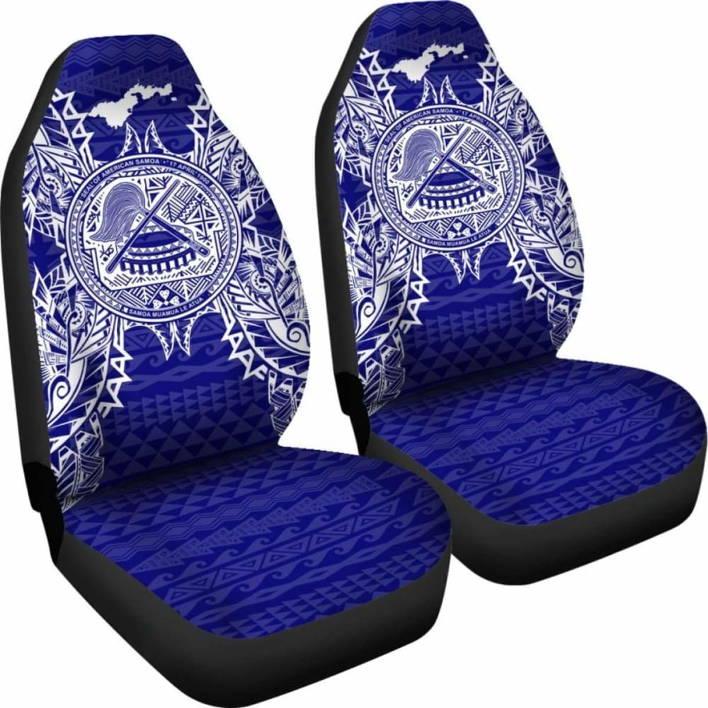 American Samoa Car Seat Covers - American Samoa Seal Map Blue -