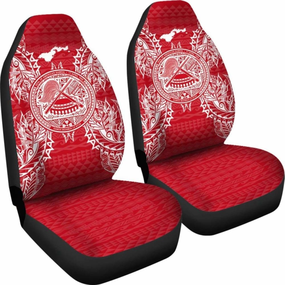 American Samoa Car Seat Cover - American Samoa Seal Map Red White -