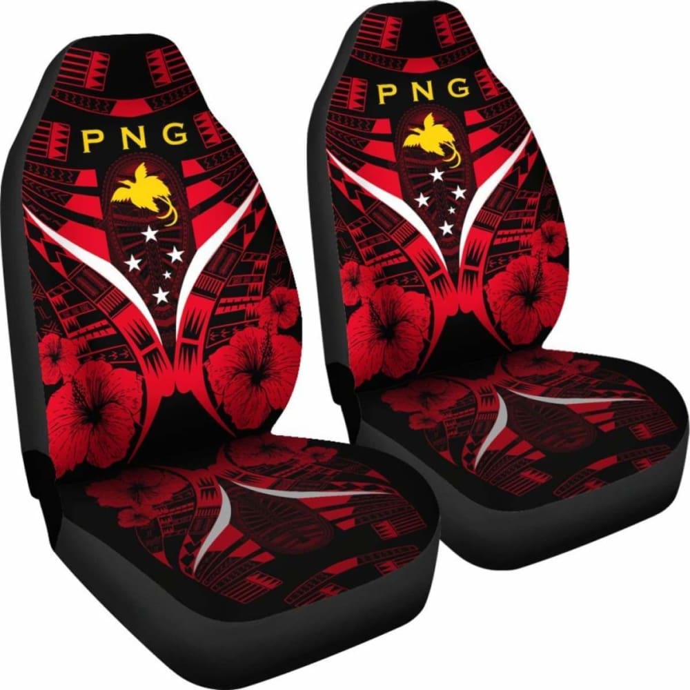 Papua New Guinea Tattoo Car Seat Covers Hibiscus
