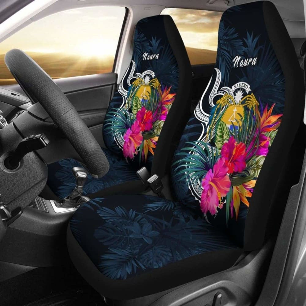 Nauru Car Seat Covers Polynesian Tropical Flower